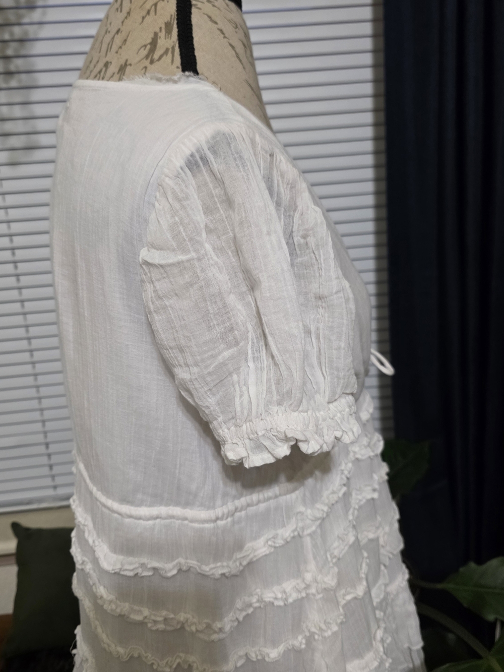 Free People Darcy White Ruffled Mini Dress with Tie Waist - Picture 7 of 15